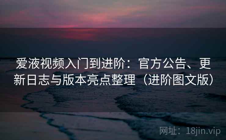 爱液视频入门到进阶：官方公告、更新日志与版本亮点整理（进阶图文版）